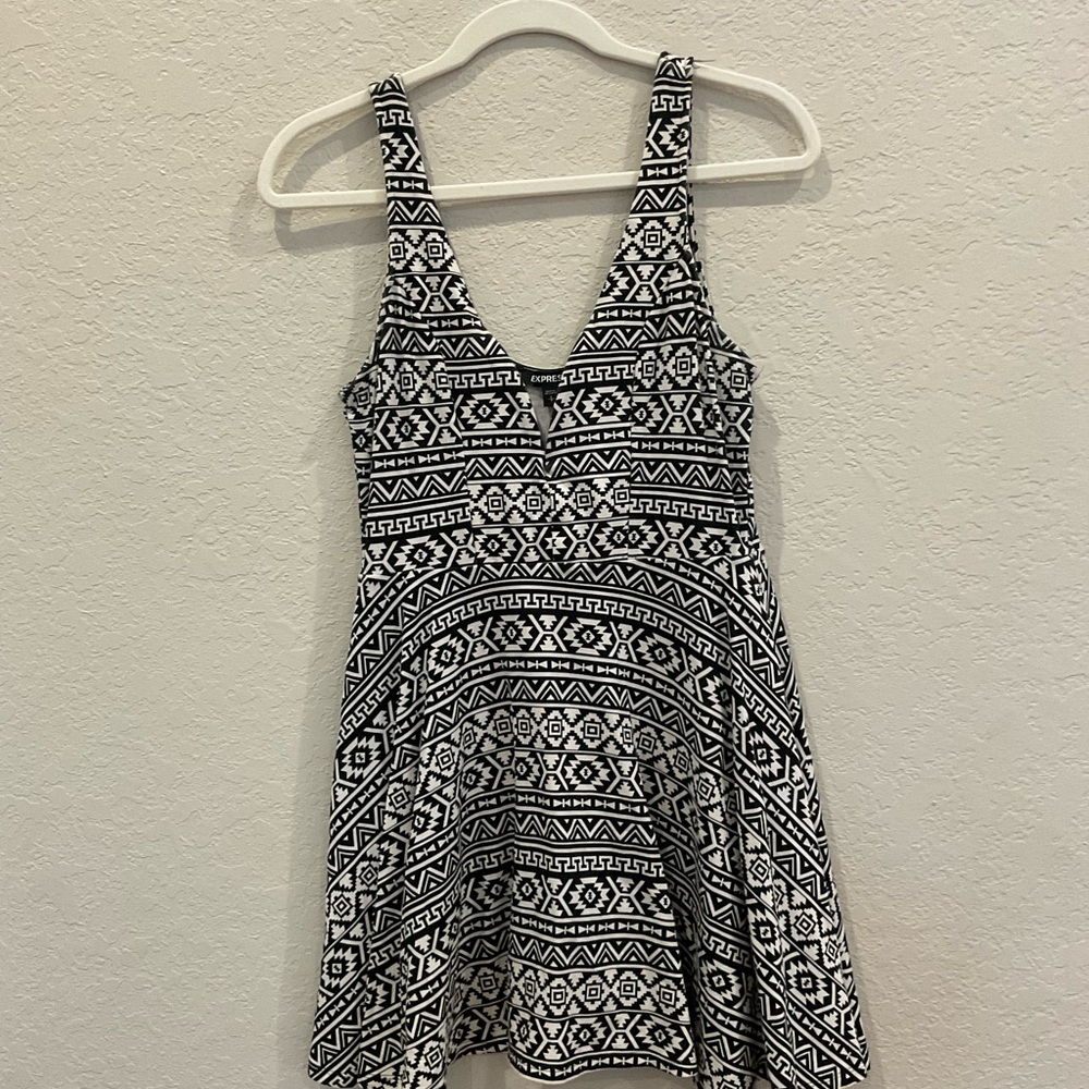 Express Black and White Patterned Dress